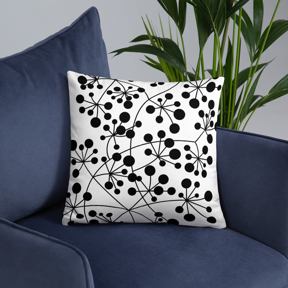 Coussin Dunikal Arboricool, classique, noir sur blanc