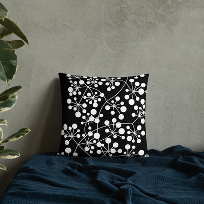 Coussin Dunikal Arboricool, classique, blanc sur noir