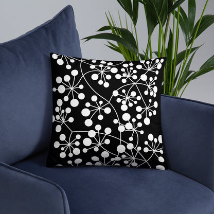 Coussin Dunikal Arboricool, classique, blanc sur noir