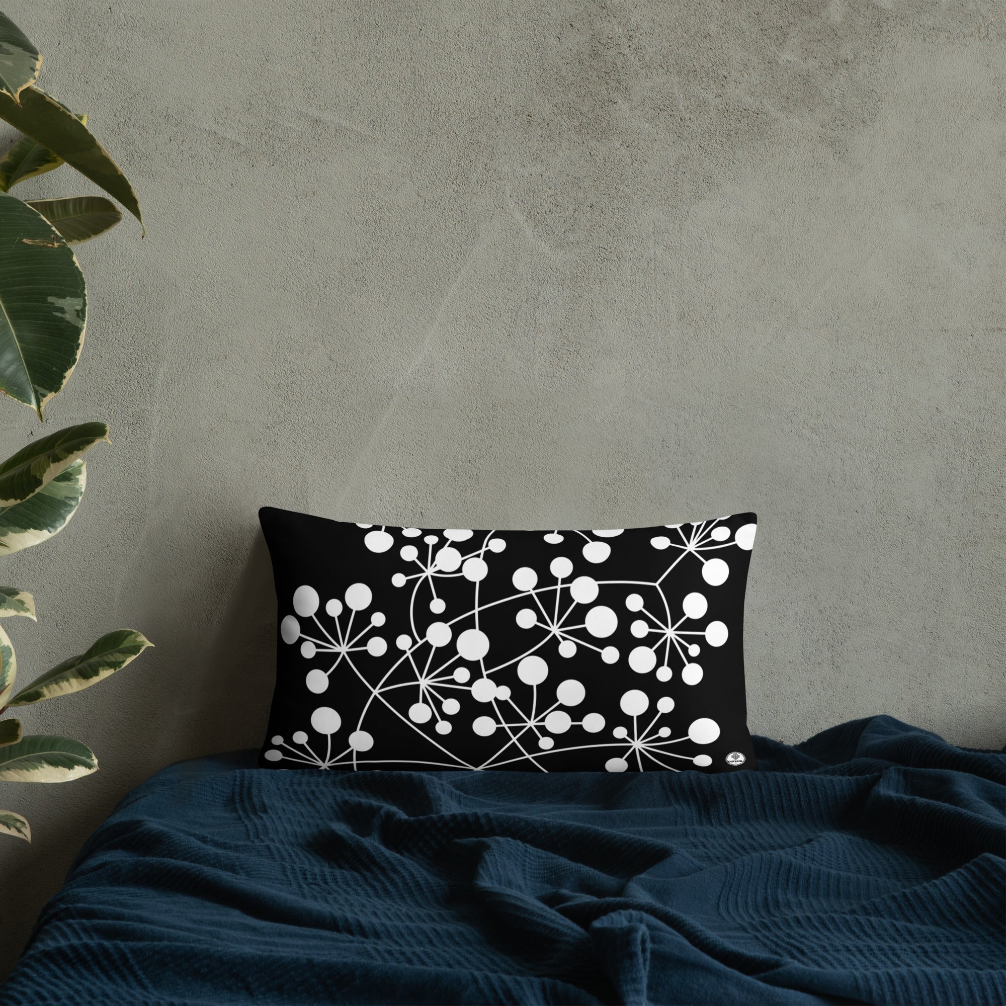 Coussin Dunikal Arboricool, classique, blanc sur noir