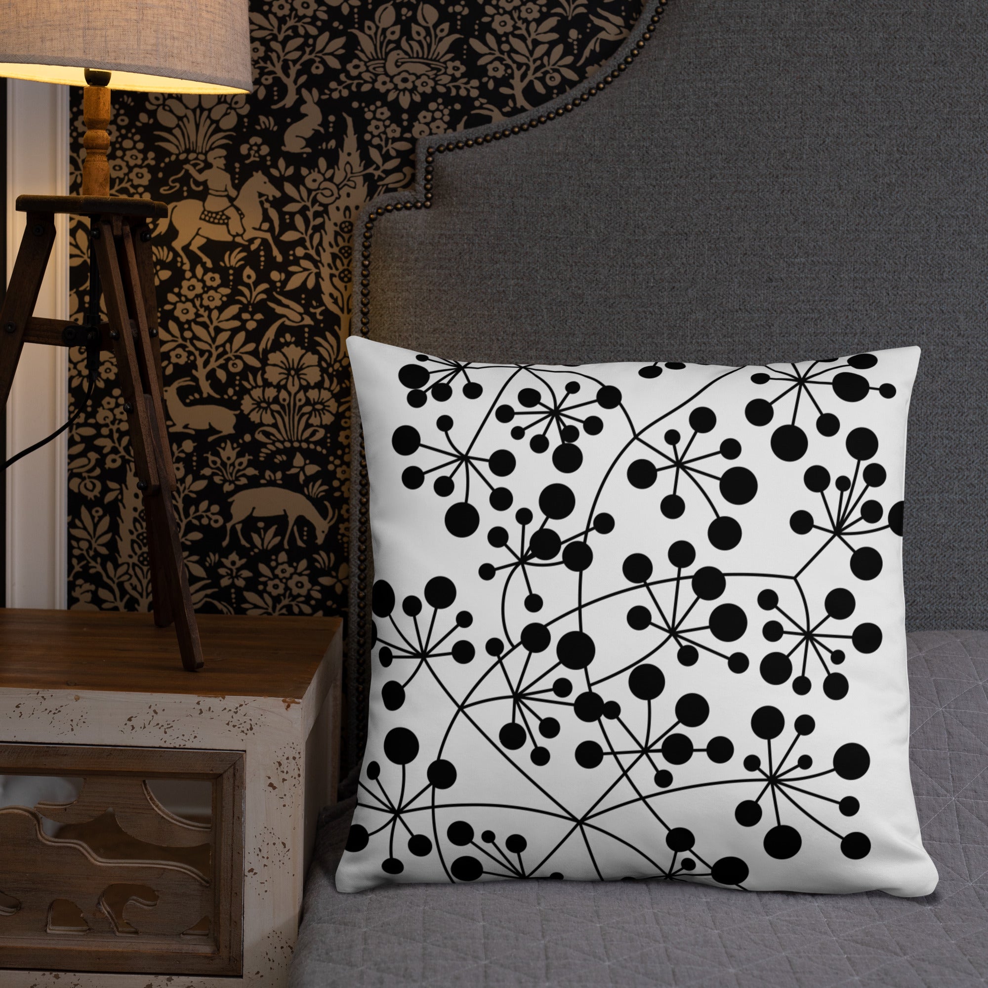 Coussin Dunikal Arboricool, classique, noir sur blanc