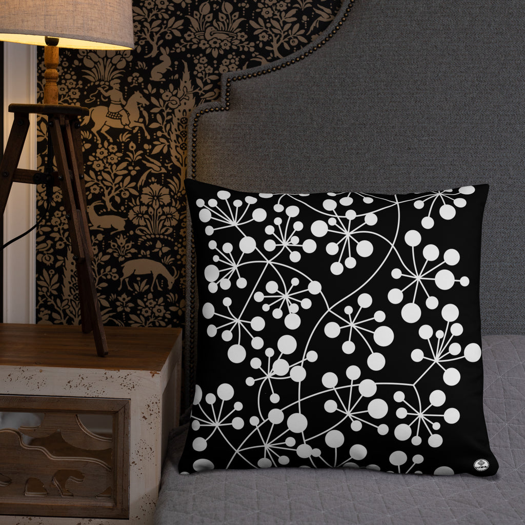 Coussin Dunikal Arboricool, classique, blanc sur noir