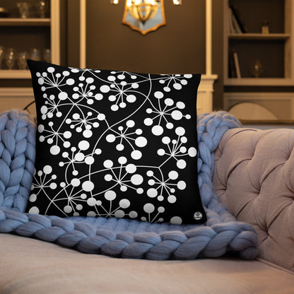 Coussin Dunikal Arboricool, classique, blanc sur noir