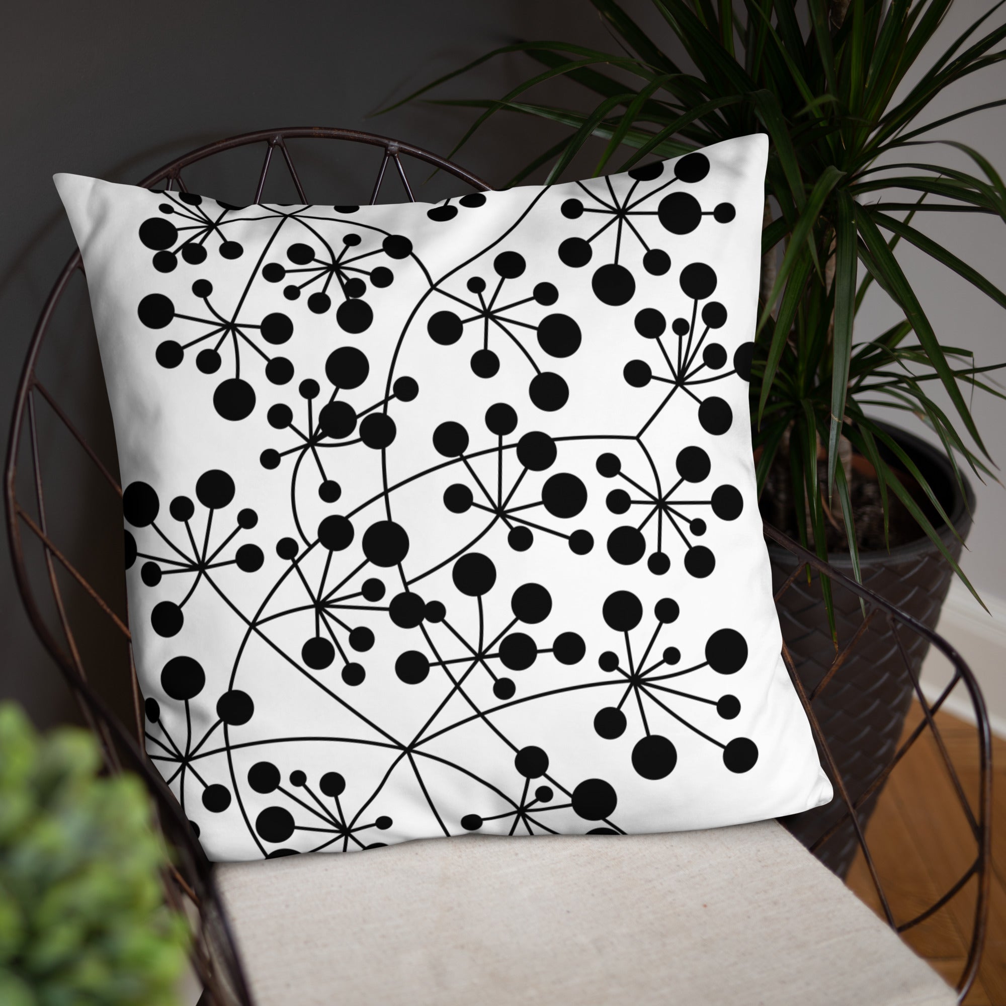 Coussin Dunikal Arboricool, classique, noir sur blanc