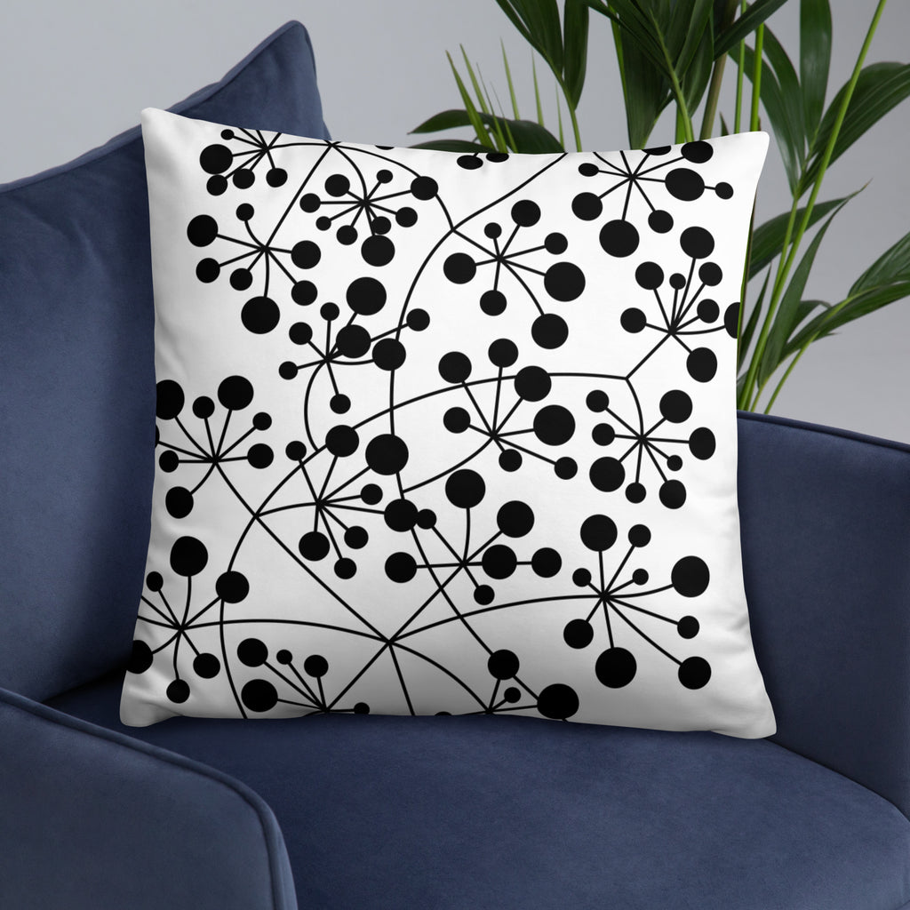 Coussin Dunikal Arboricool, classique, noir sur blanc