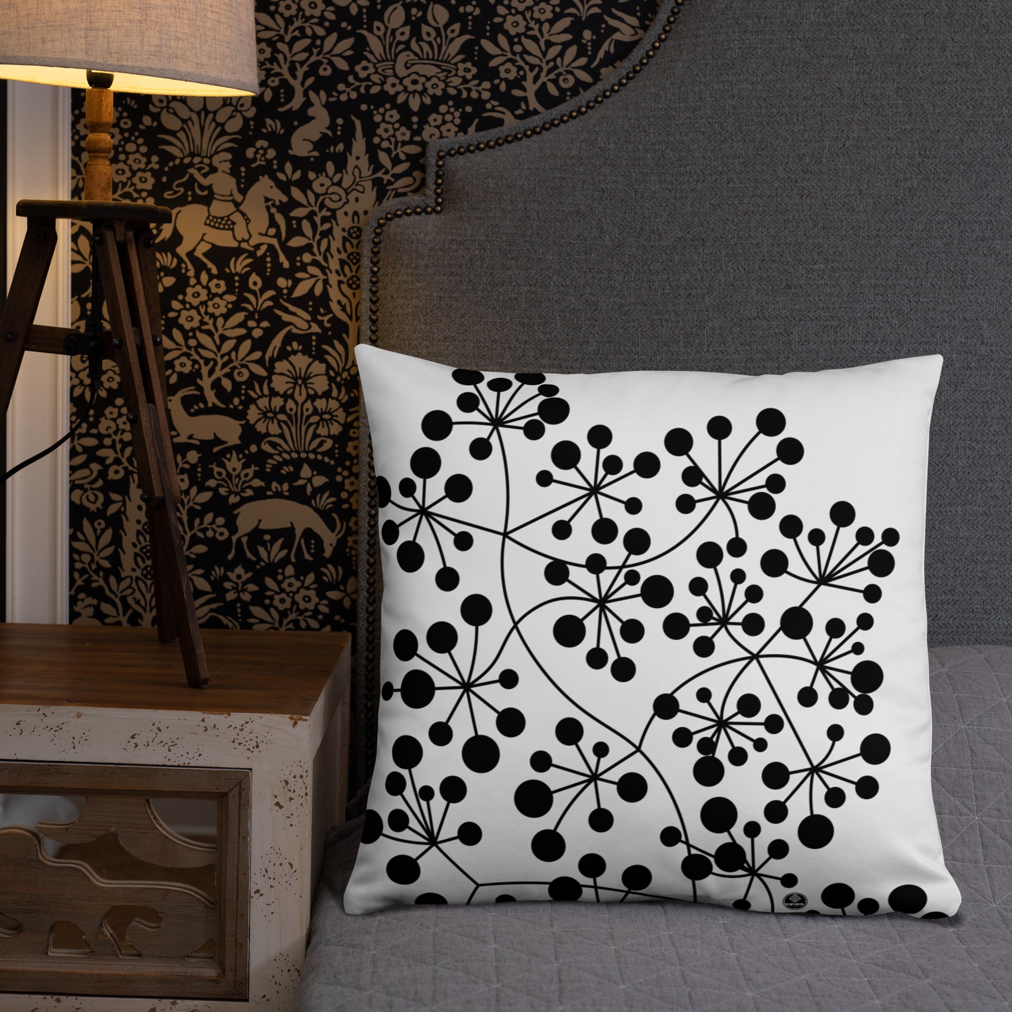 Coussin Dunikal Arboricool, classique, noir sur blanc