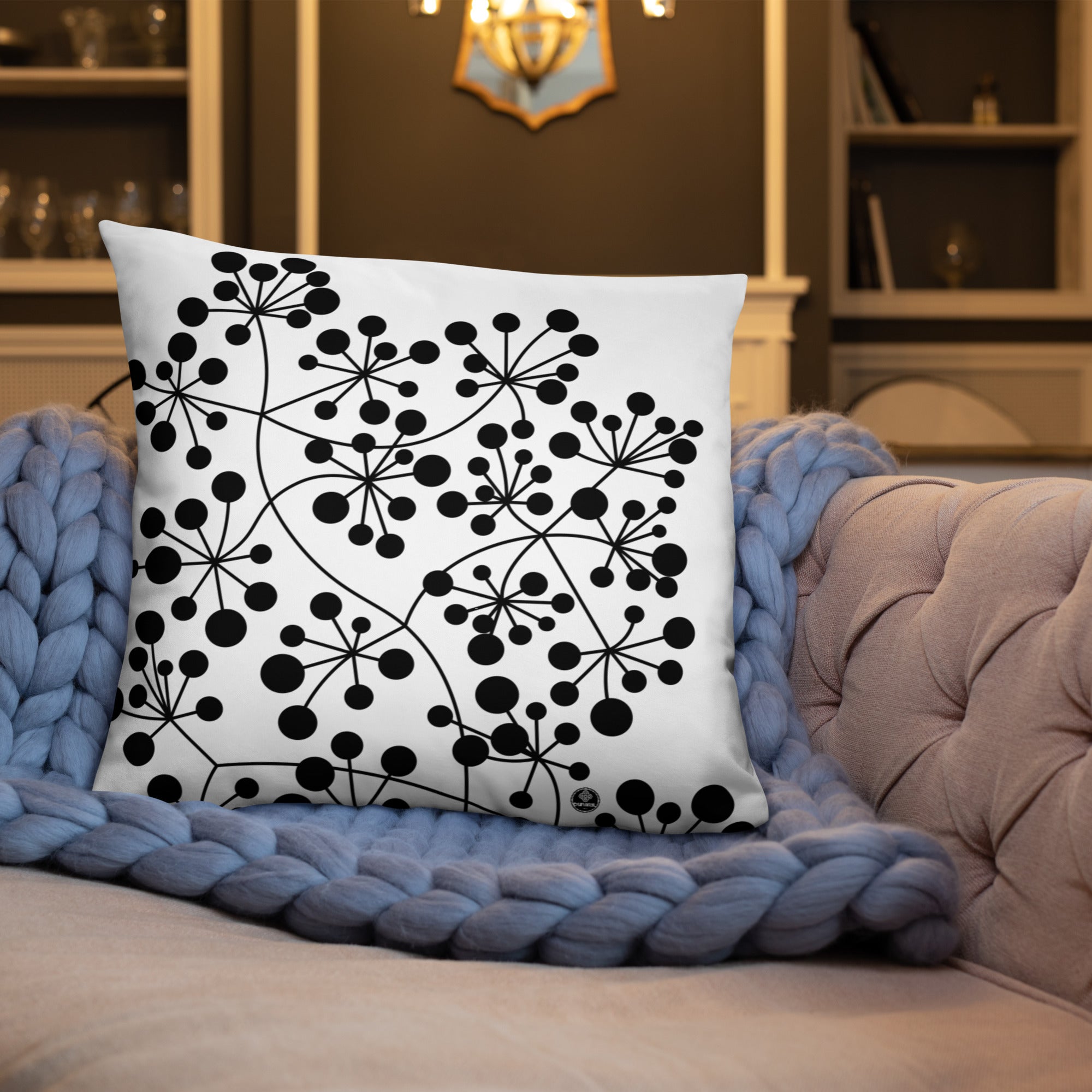 Coussin Dunikal Arboricool, classique, noir sur blanc