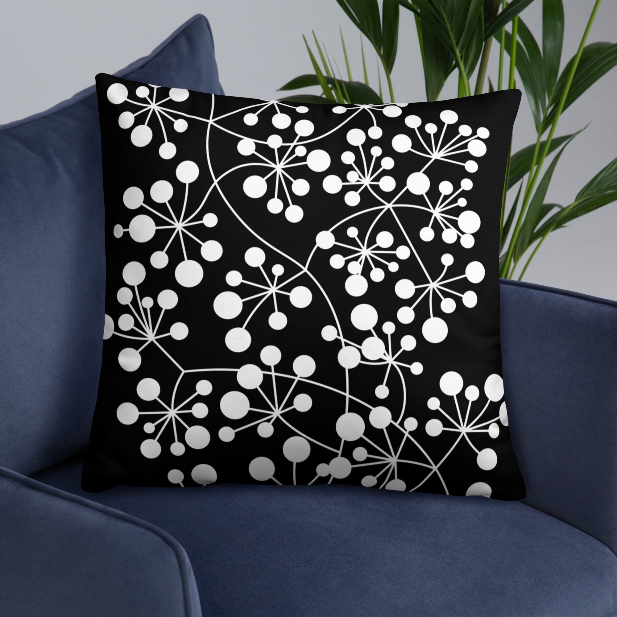 Coussin Dunikal Arboricool, classique, blanc sur noir