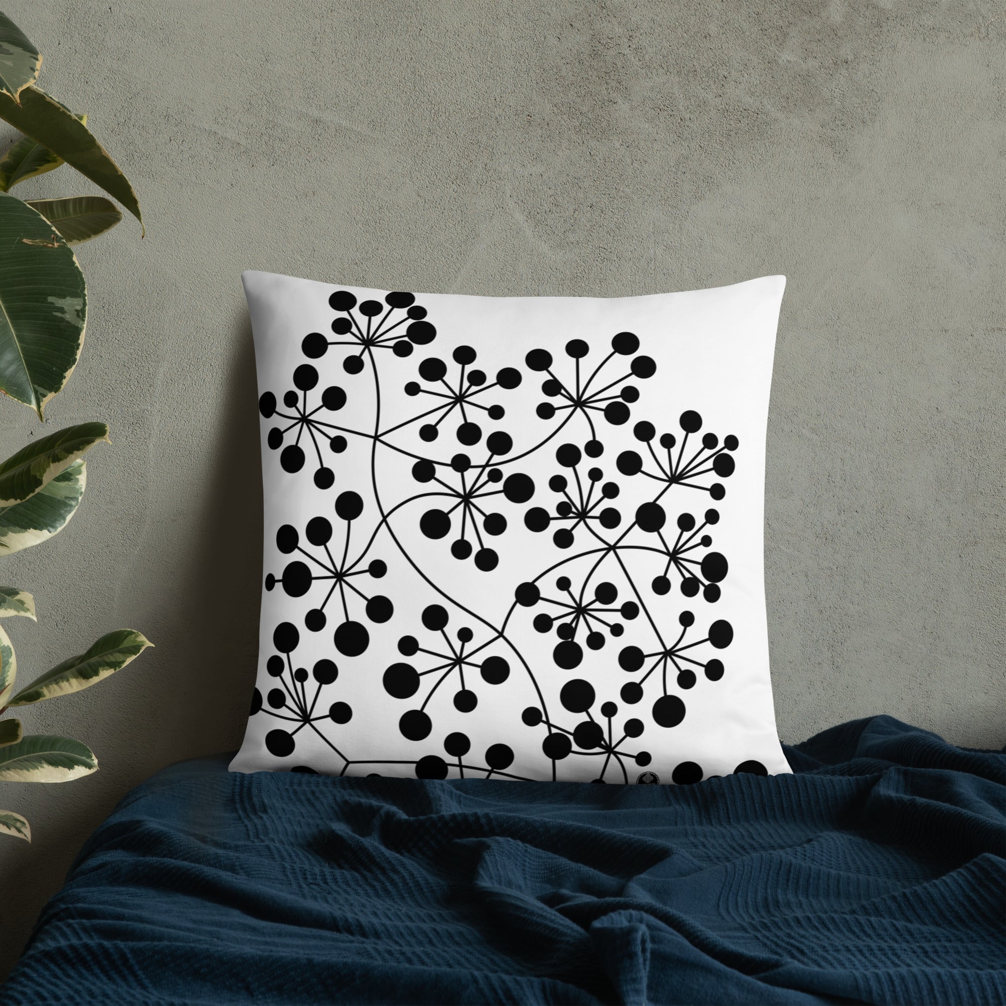 Coussin Dunikal Arboricool, classique, noir sur blanc