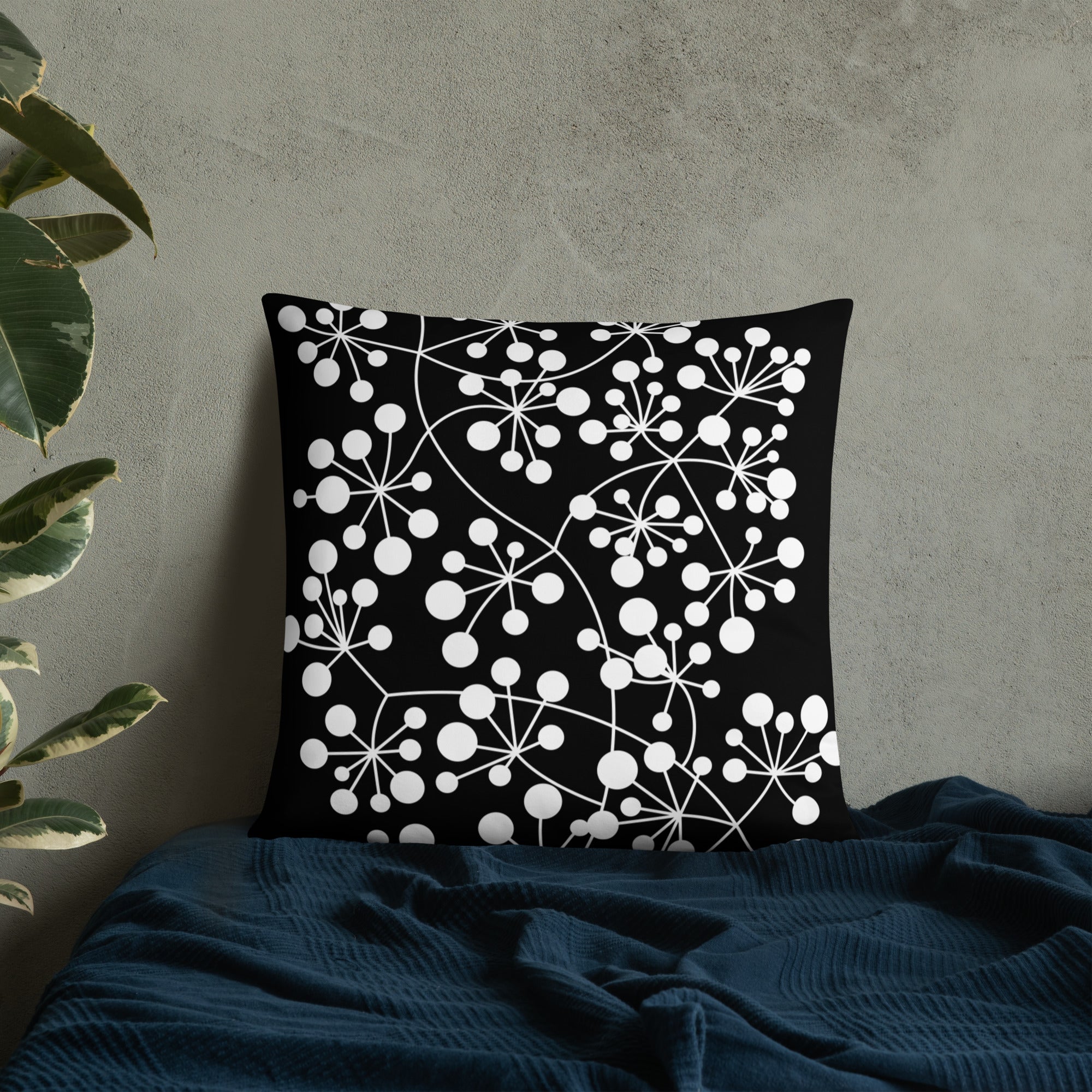 Coussin Dunikal Arboricool, classique, blanc sur noir