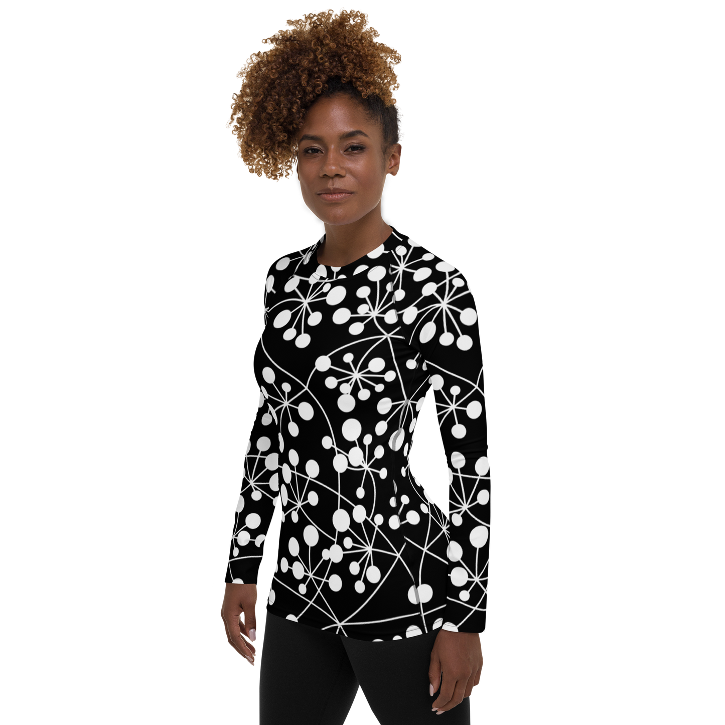 T-shirt de compression pour femme ❯ Arboricool ❯ Blanc sur noir