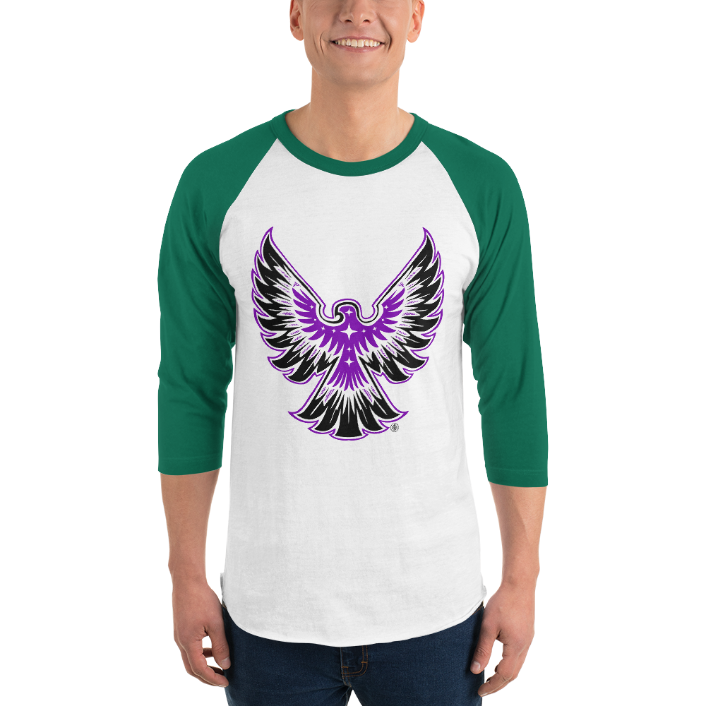Camiseta de manga raglán 3/4 ❯ Extiende tus alas ❯ Colores surtidos